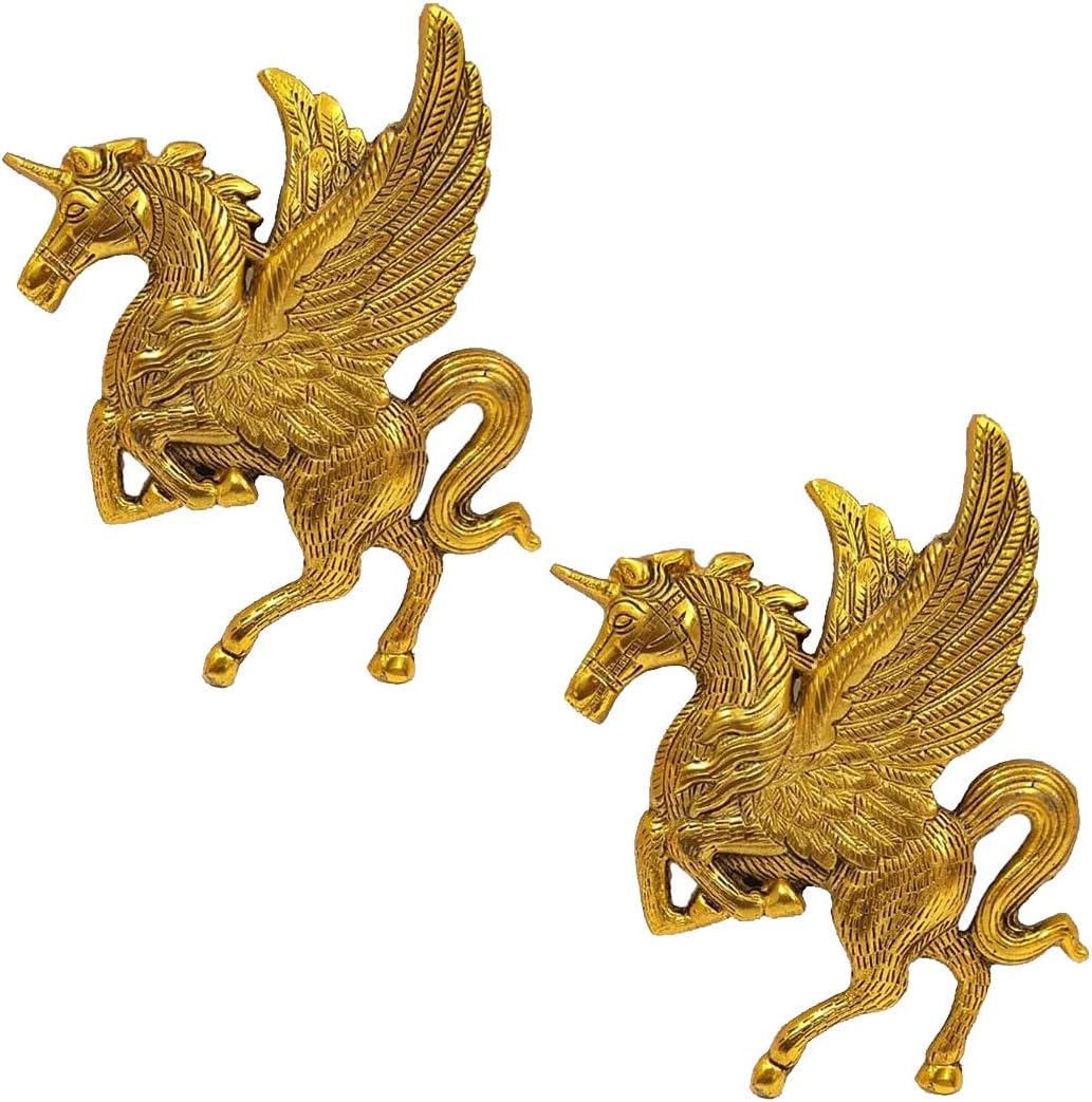 Ecommall Metal Flying Angel Horse Statue, 9 x7 Inch, Golden Finish, 2 Piece