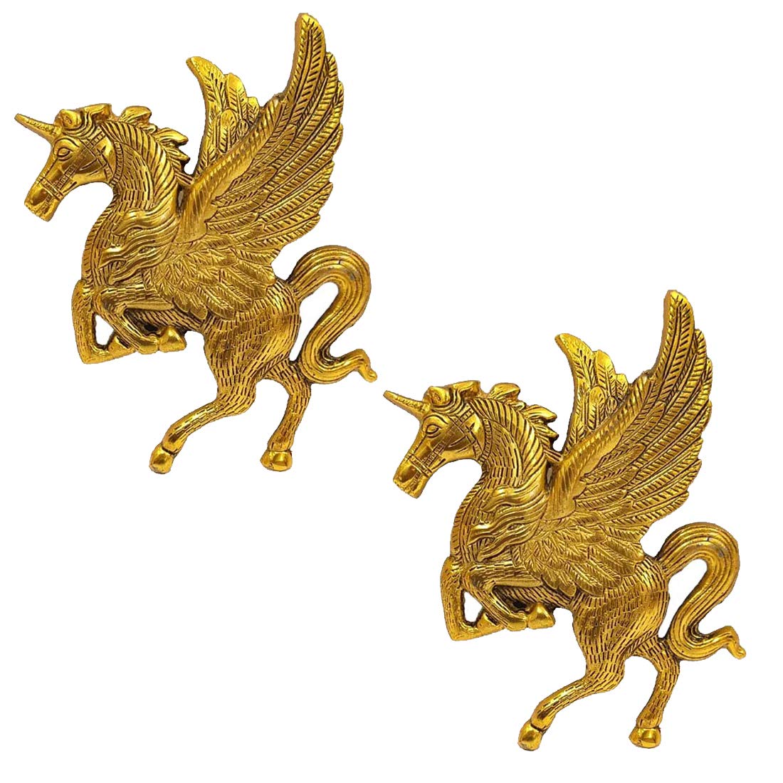 Ecommall Metal Flying Angel Horse Statue, 9 x7 Inch, Golden Finish, 2 Piece