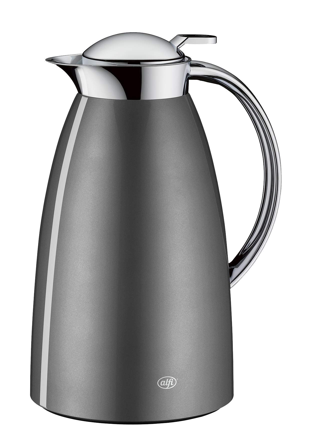alfi AlfiDur Gusto Thermos Flask, Space Grey Polished, 1 Litre, Leak-Proof, Insulated Jug Keeps Hot for 12 Hours, 3561.218.100 Ideal as a Coffee Pot or as a Teapot, Pot for 8 Cups
