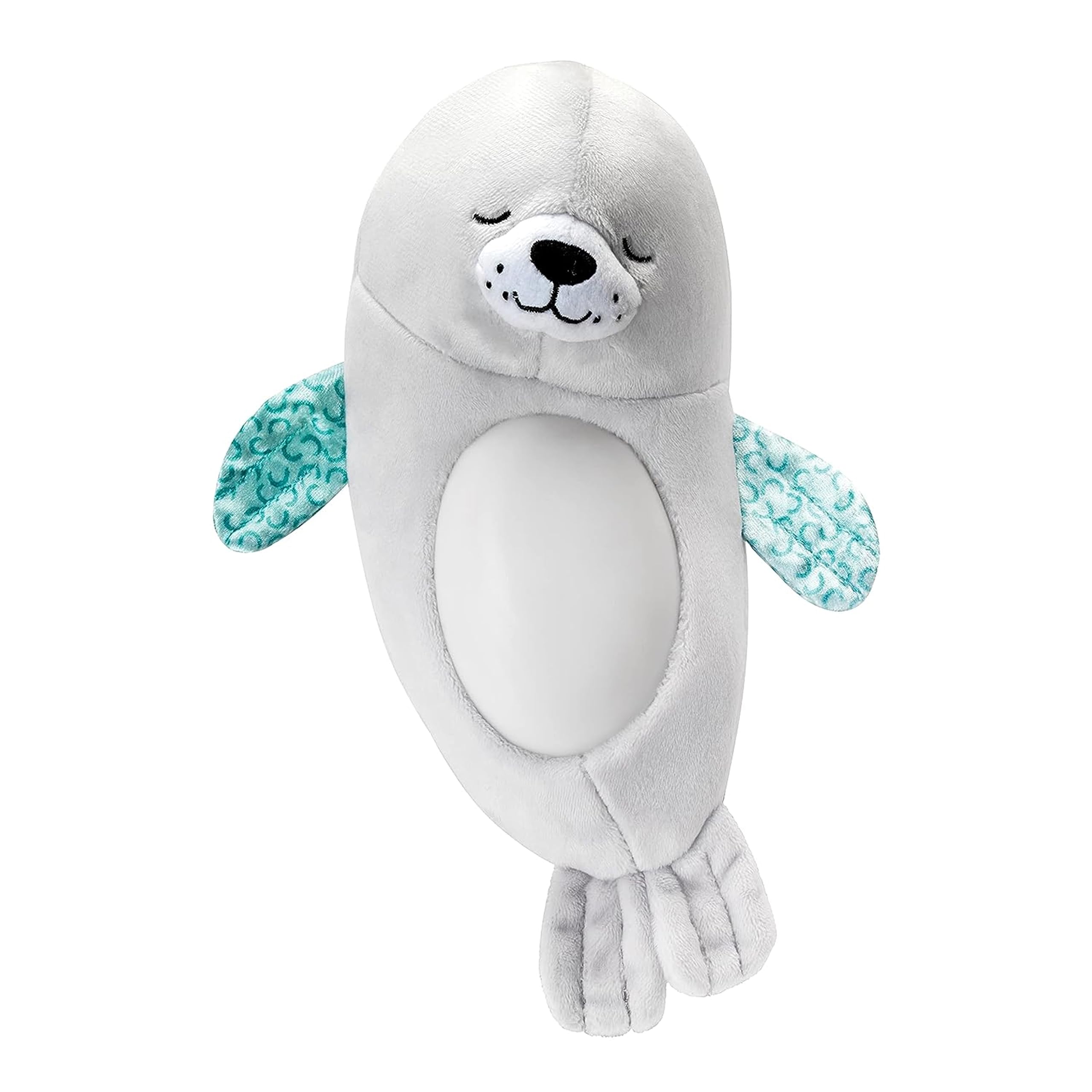 Infantino - Sweet Dreams Sound & Light Soother - Musical Seal Nightlight - Soft Plush with Light and Melodies - Relaxing - Seal Plush Toy - Easy to Clean - Baby Toy - OM+ - Grey - One Size
