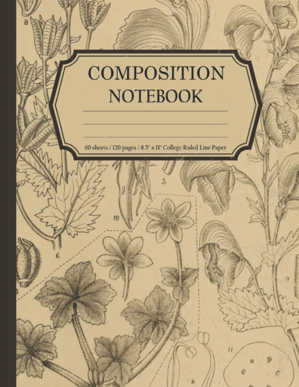 Composition Pocket book: Classic Herbarium – Faculty Dominated Paper, 120 Pages, 8.5 x 11