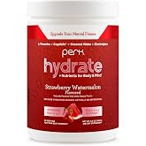 Perk Hydrate Electrolyte Drink Mix Powder (Strawberry Watermelon) 30 Serv | Coconut Water, CDP-Choline, L-Theanine, Gluten-Free, Keto Friendly, Vegan