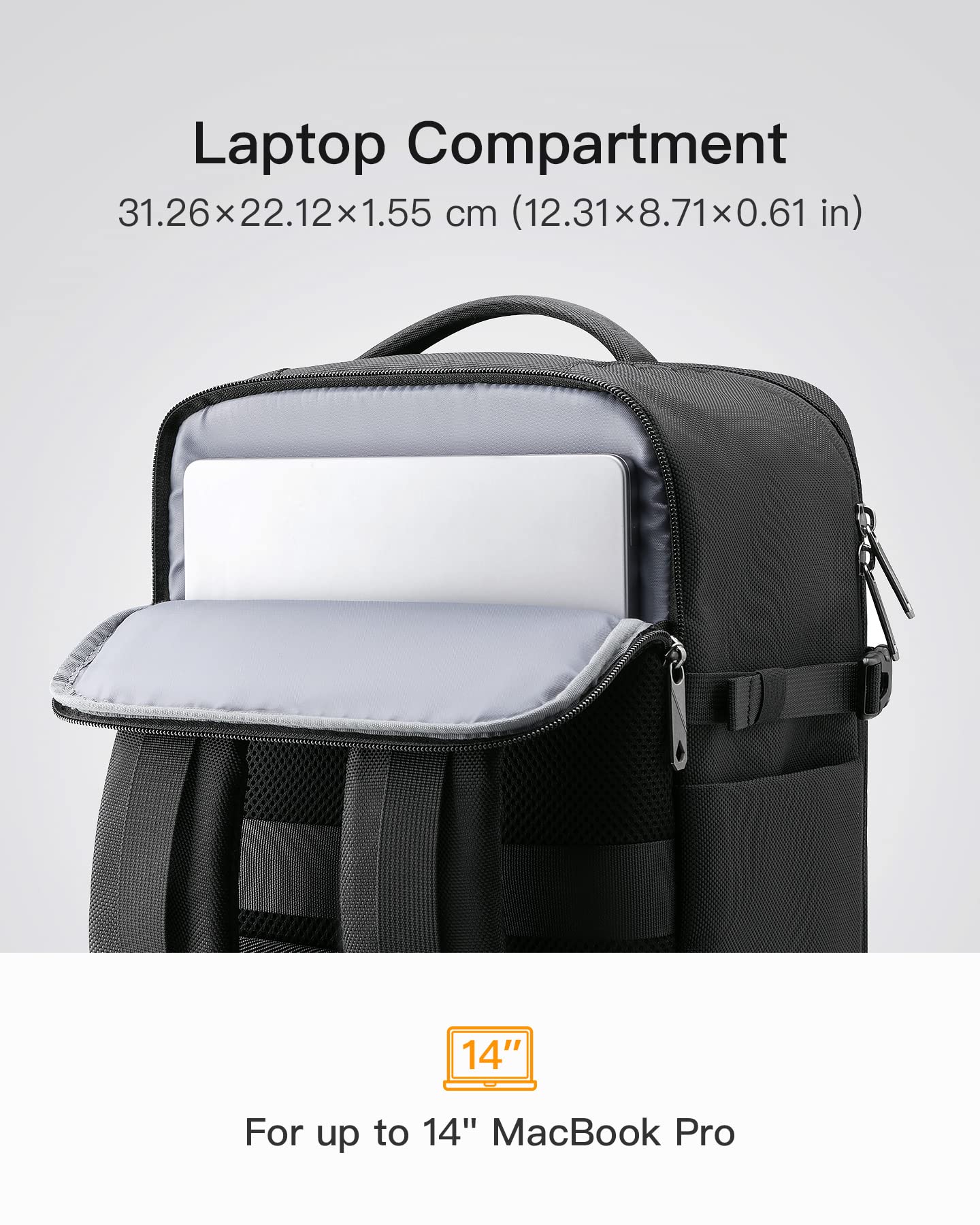 Inateck 20L Carry on Travel Laptop Backpack for Low-cost/Budget Airlines, Splash-resistant 3-Way Cabin Luggage for Business Trip, Commuting and Outdoors, Black