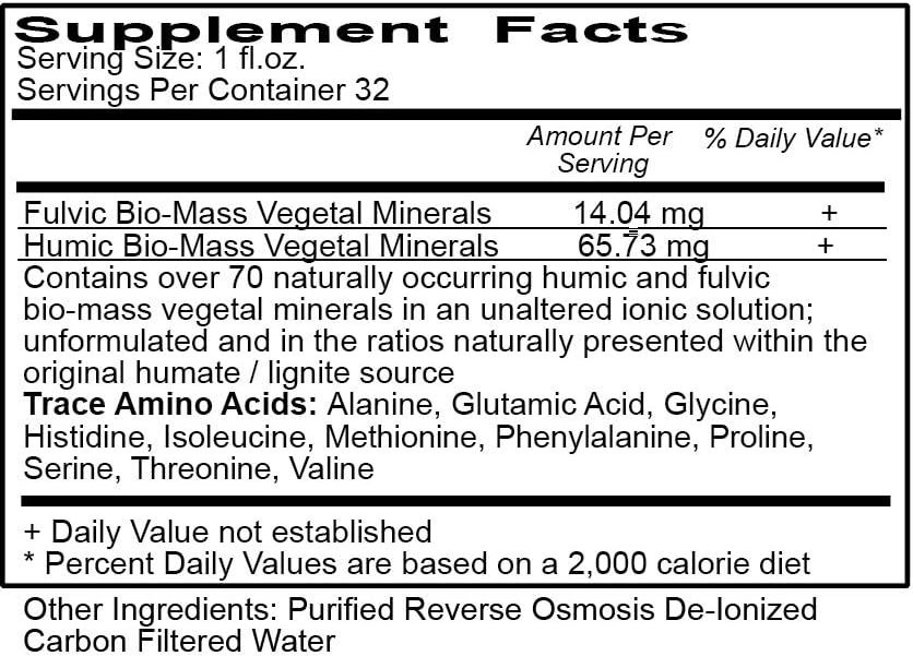 2 Pack of Vital Earth Minerals Mineral Blend Fulvic-Humic -32 Fl. Oz. - 1 Month Supply (Each) 64 oz total- Vegan Liquid Ionic Trace Mineral Multimineral Supplement - Almost Tasteless - Plant Based: Health & Personal Care