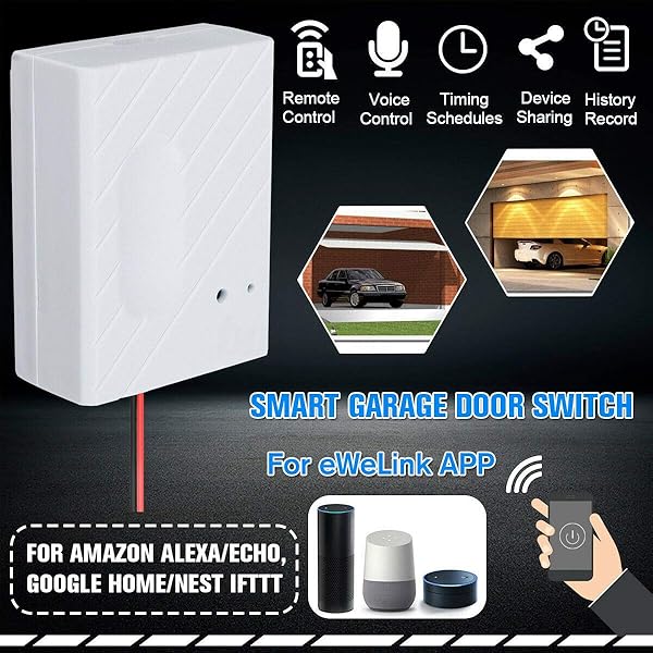 Cobeky Interruptor inteligente WiFi para puerta de cochera de coche con control remoto para EWeLink APP Soporte de telfono Alexa Home