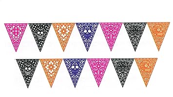 Mexican Papel Picado 8 5 Ft Double Sided Triangle Flag Bunting
