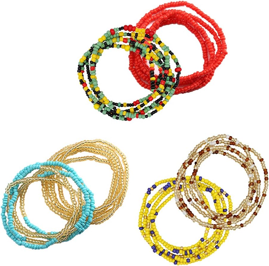 Finrray6 Pieces Summer Waist Bead Chains, African Waist Beads Colorful Belly Chain Beach Body Chains Bikini Jewelry for Women and Girls