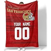 ANTKING San Francisco Throw Blanket Custom Name and Number Personalized Blanket for Men Women Boy Gifts
