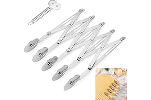 5 Wheel Pastry Cutter, Stainless Steel Pizza Slicer, Expandable Dough Cutter, Multi-Round Pastry Knife, Baking Cutter Roller 