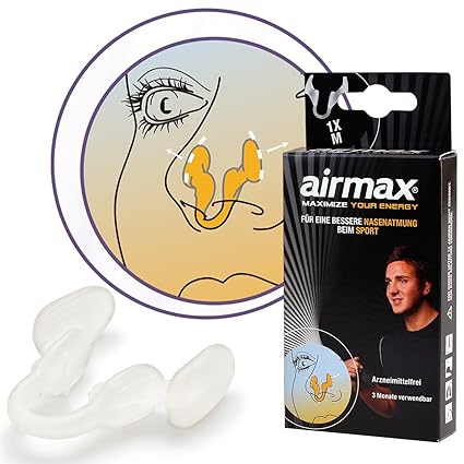 AIRMAX® Sport Nasendilatator - Für eine befreite Nasenatmung beim Sport - spreizt die Nasenflügel - mit Aufbewahrungsdose (Gr