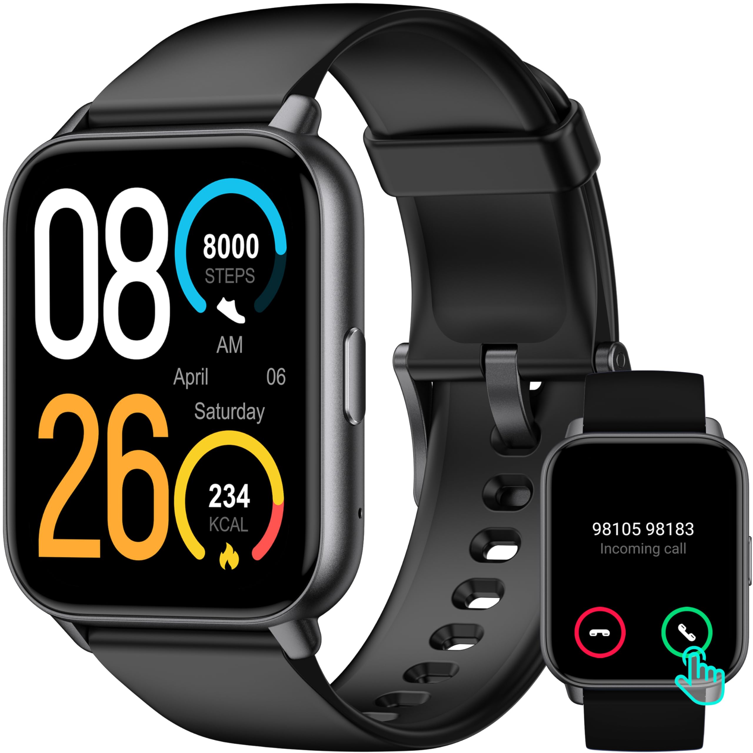 LETSACTIV Smart Watch for Men Women,1.91"HD Fitness Trackers, Answer/Make Calls, No App/Phone Needed Pedometers,Fitness Watch with Blood Oxygen Heart Rate Monitor,100+Sports Modes Step Counters, Black