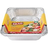 Glad Disposable Half Size Deep Steam Table Pans, 12.5 x 10.25 x 2.5", 2 Ct | Heavy-duty foil design, for steaming, baking, roasting, meal prep, catering, and freezer storage, daily