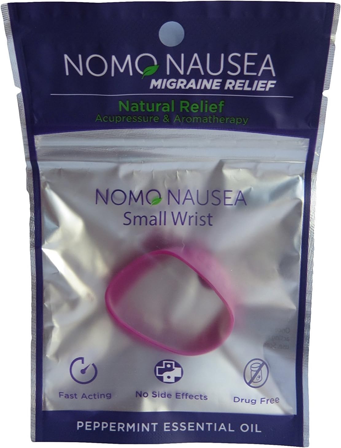 NoMo Nausea Migraine Small Purple Aromatherapy Anti-Migraine Band with Acupressure