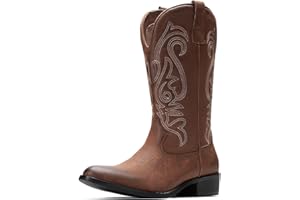 TruVeld Mens Cowboy Boots with Pointed Toe Retro Western Style and Embroidery Botas Vaqueras para Hombre