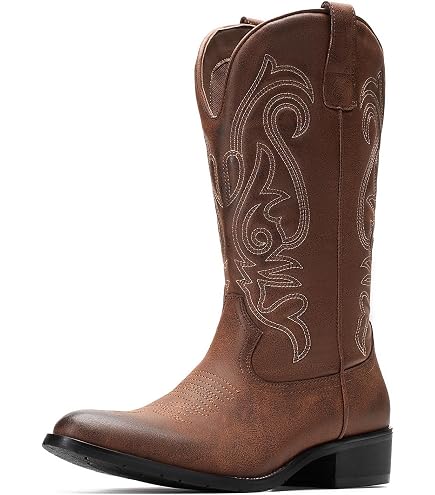 Amazon.com: femflame Cowboy Boots for Men Round Toe Embroidered