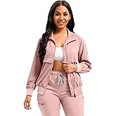 Scrubspro Scrub Jackets long Sleeve Medical Scrub Jackets for Women Zip Front