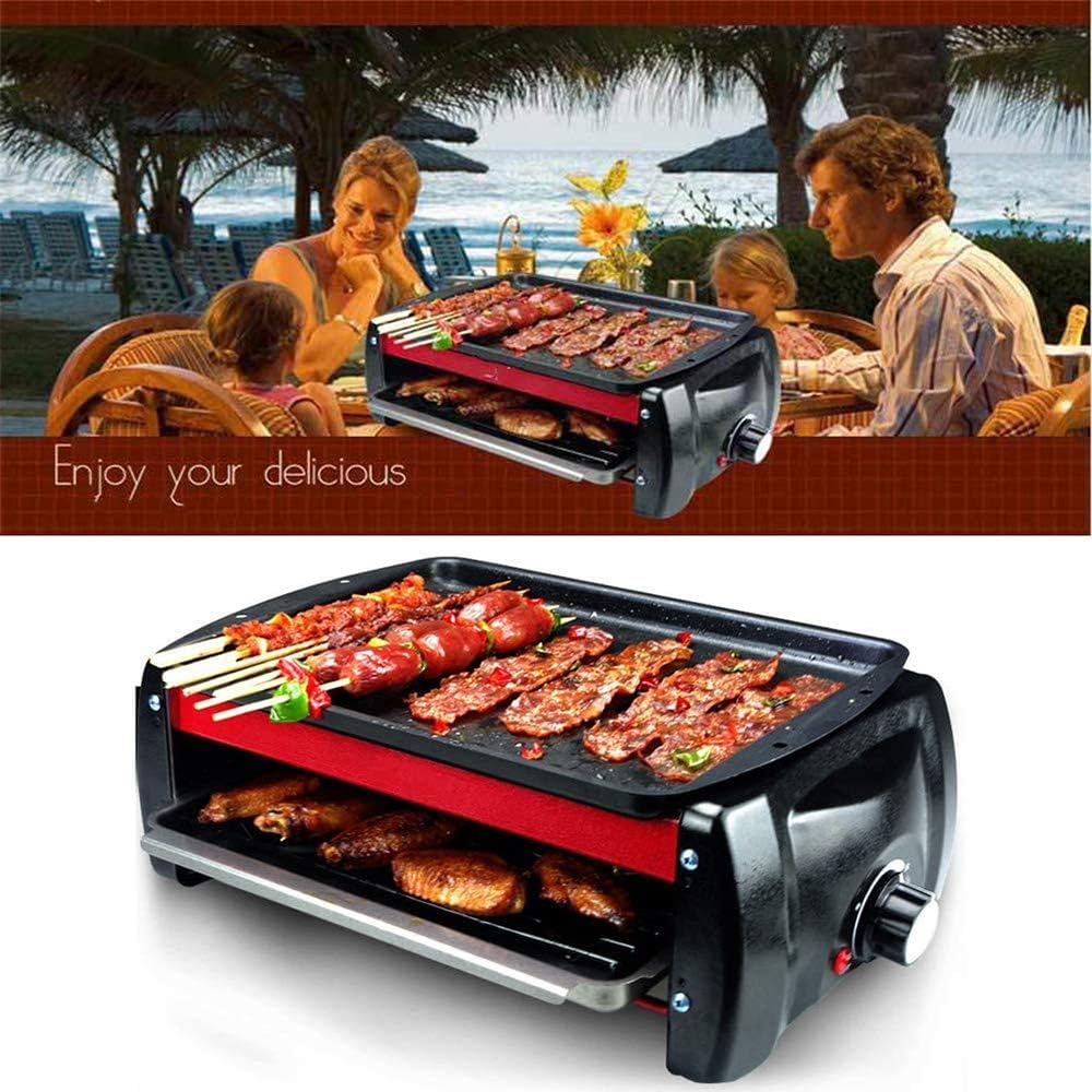 review Mijiang 2 Layer Teppanyaki Grill,Teppanyaki Table Grill,Temperature Control with Interchanable Griddle Plate, with Iron Drip Tray for Indoor Outdoor