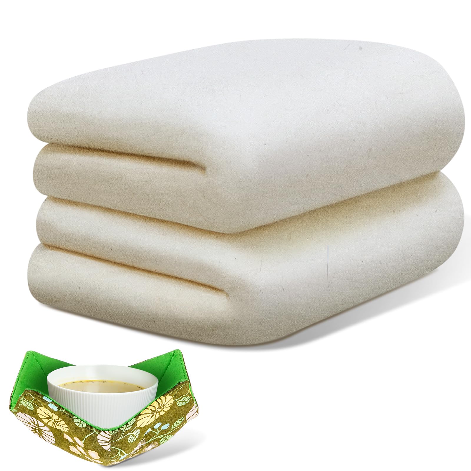 Photo 1 of Windyun 2 Rolls Natural Cotton Batting Microwave Projects Heat Resistant Batting Warm White Lightweight Wrap for Potholders Insulated Microwave Gloves Quilting Sewing Crafts Filling 22 Inch
