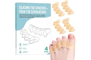 SNGBYTU 4 Pcs Silicone Toe Spacers – Yoga Toe Separators for Toe Straightening & Relaxation | Correct Overlapping Toes, Bunions, Hammer Toe | Toe Support toe separators for Women & Men (Tan, 3.98)