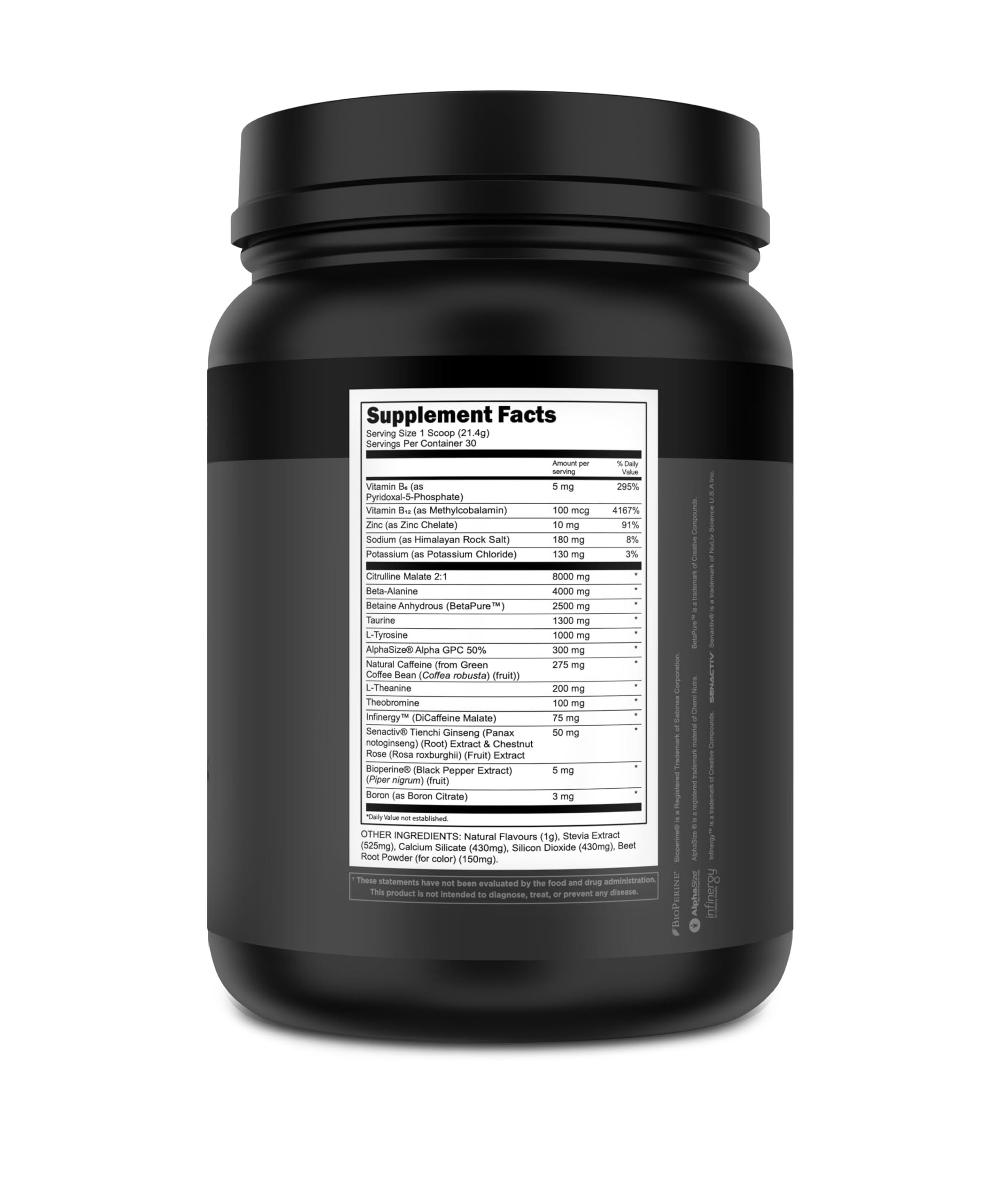 Transparent Labs Bulk Black Pre Workout - Clinically Dosed, Sugar Free Preworkout for Men and Women with Beta Alanine Powder, Citrulline Malate, & Caffeine - 30 Servings, Cherry Kiwi