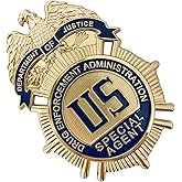 HWQVA Badge for Dressing up and Role Play, Cop Cosplay Costume Accessory, Enameled & Plated, Nickel-Brass Opulent Shield Badge with Gift Box Packaging, Style11