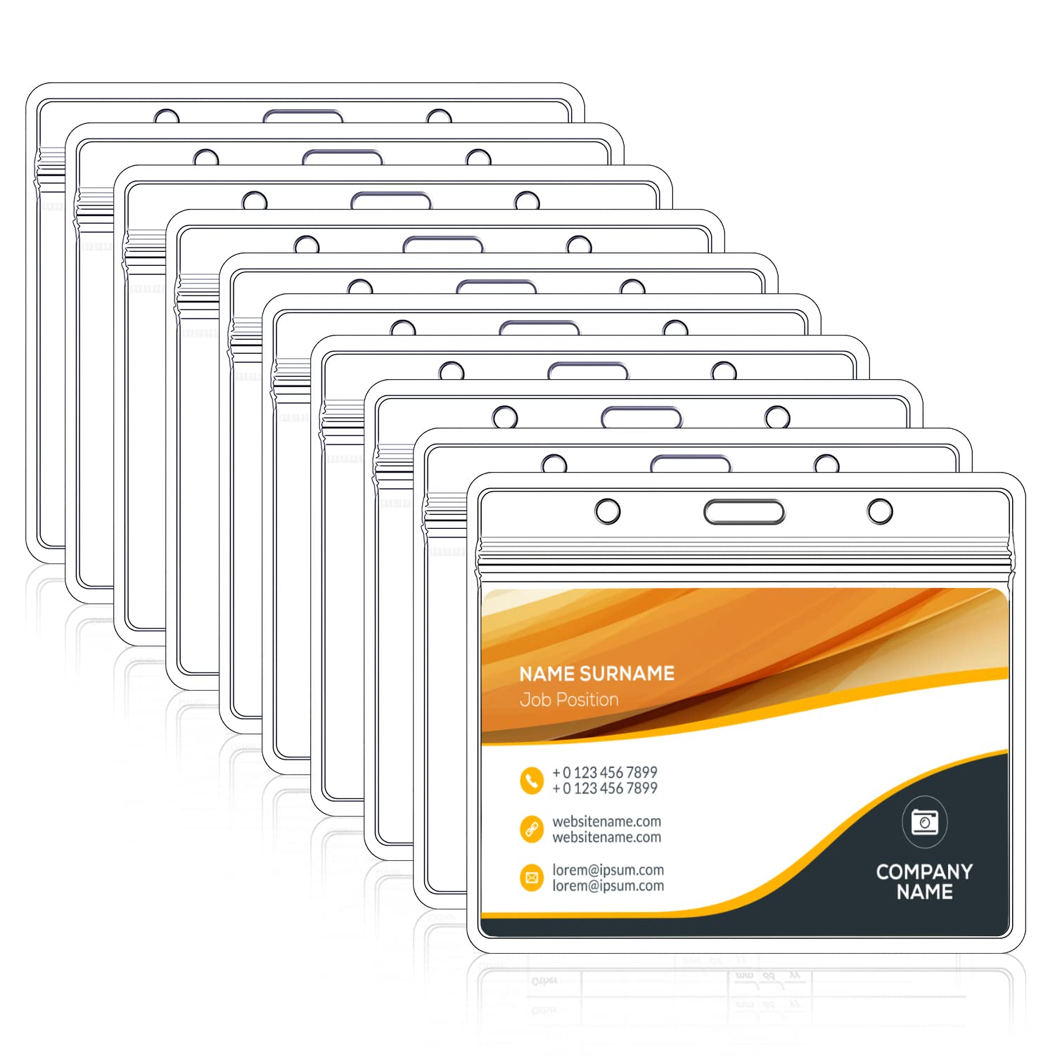 100PCS Plastic Card Holder, Clear Horizontal Name Tag Badge ID Card Holders Plastic Holder Double Sided Badge Holders Lanyard Card Holder — image 1