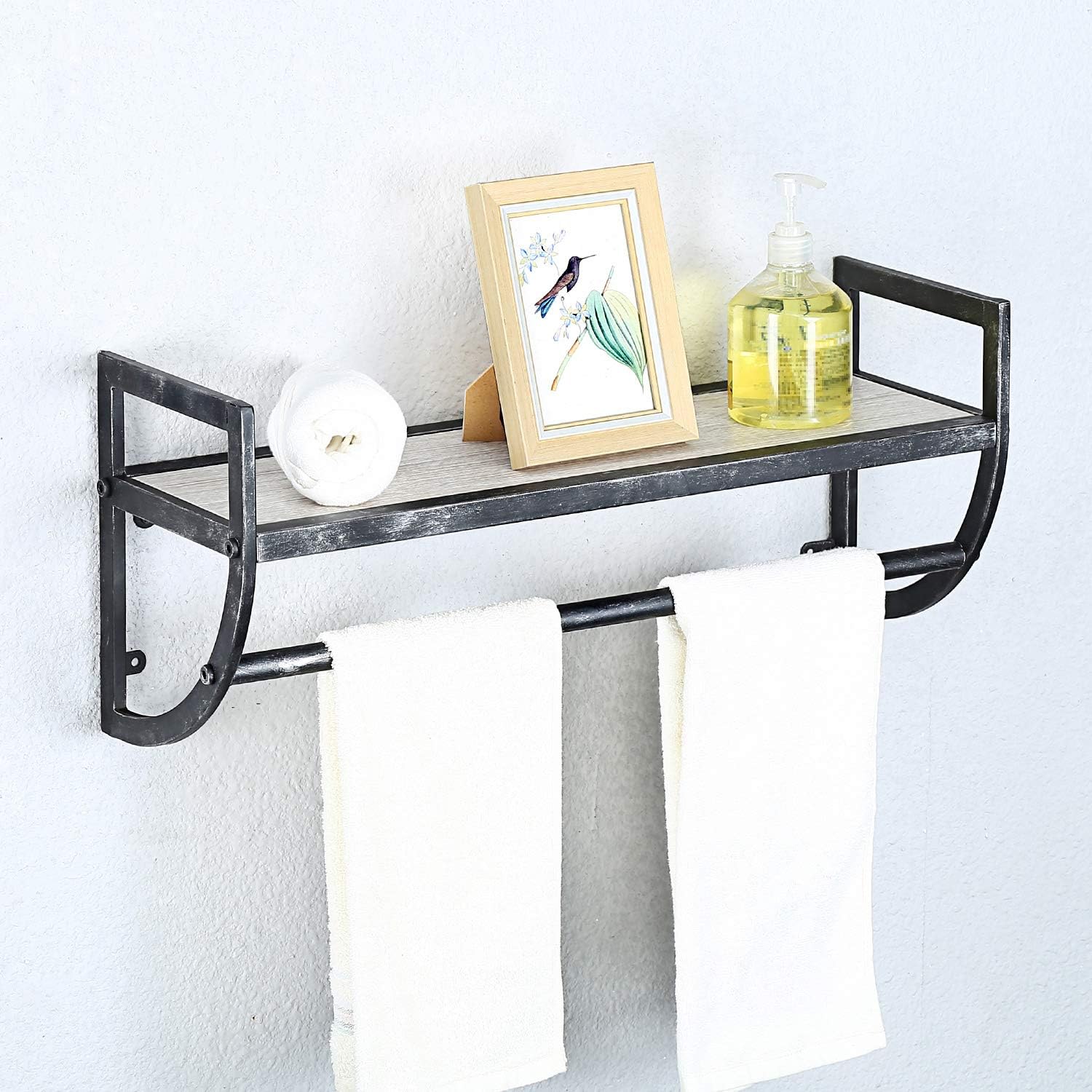 Floating Wall Shelves with Towel Bar,Towel Racks for Bathroom: Kitchen & Dining