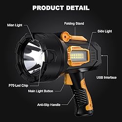 MIXILIN Rechargeable Spotlight 90,000 Lumens, Super
