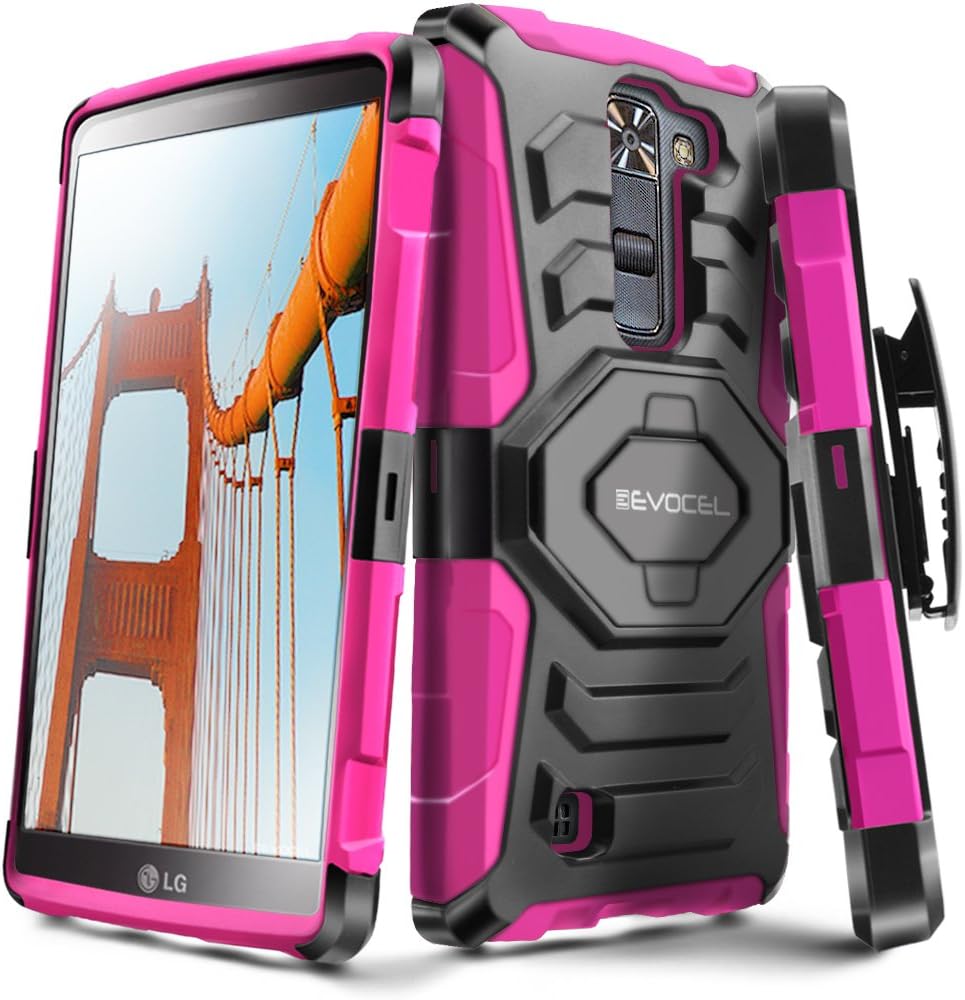 Evocel LG K7 / LG Tribute 5 / LG Treasure LTE Case, [New Generation Series] Belt Clip Holster, Kickstand, Dual Layer for LG K7 (MS330)/ LG Tribute 5 (LS675)/ LG Treasure LTE (L52VL), Pink