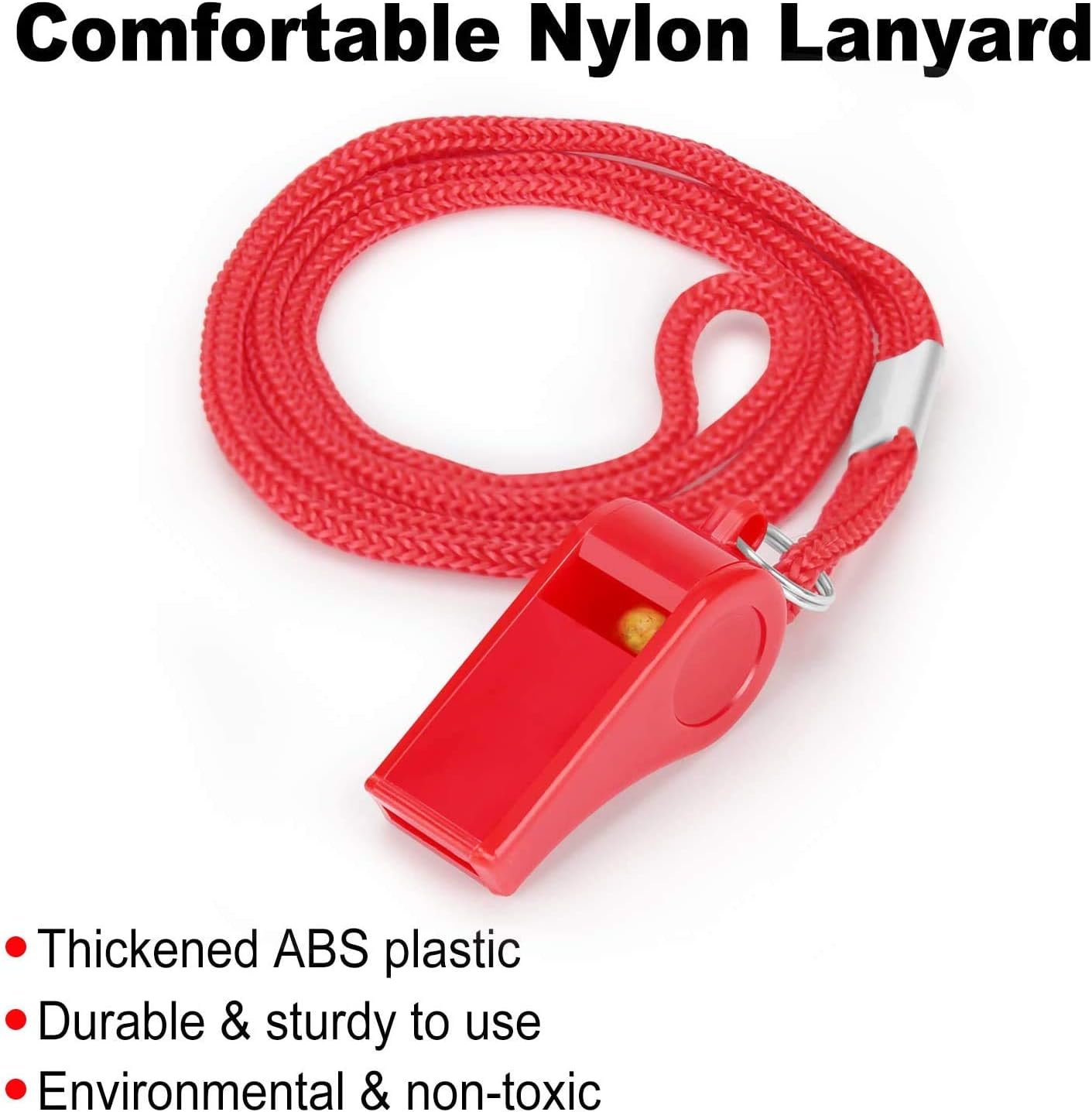 Fya 12PCS Red Emergency Whistle with Lanyard, Super Loud Plastic Whistles Bulk Perfect for Self