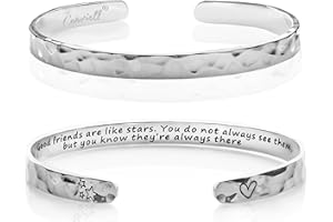 Carviell Bracelets for Women, Personalized Gifts for Her, Mom, Best Friend, Inspirational Friendship Cuff for Teen Girls, Engraved, Birthday Gift Jewelry