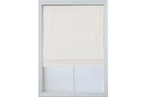 Everyday Celebration Cordless Room Darkening Roman Shades for Windows, Textured Woven Thermal Insulated Roman Blind, Pearl White, 48''Wx64'' H