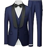 Suits for Men 3 Piece Tuxedo One Button Slim Fit Tuxedo Suit Set Shawl Lapel Blazer Jacket Vest Pants Set for Prom Business