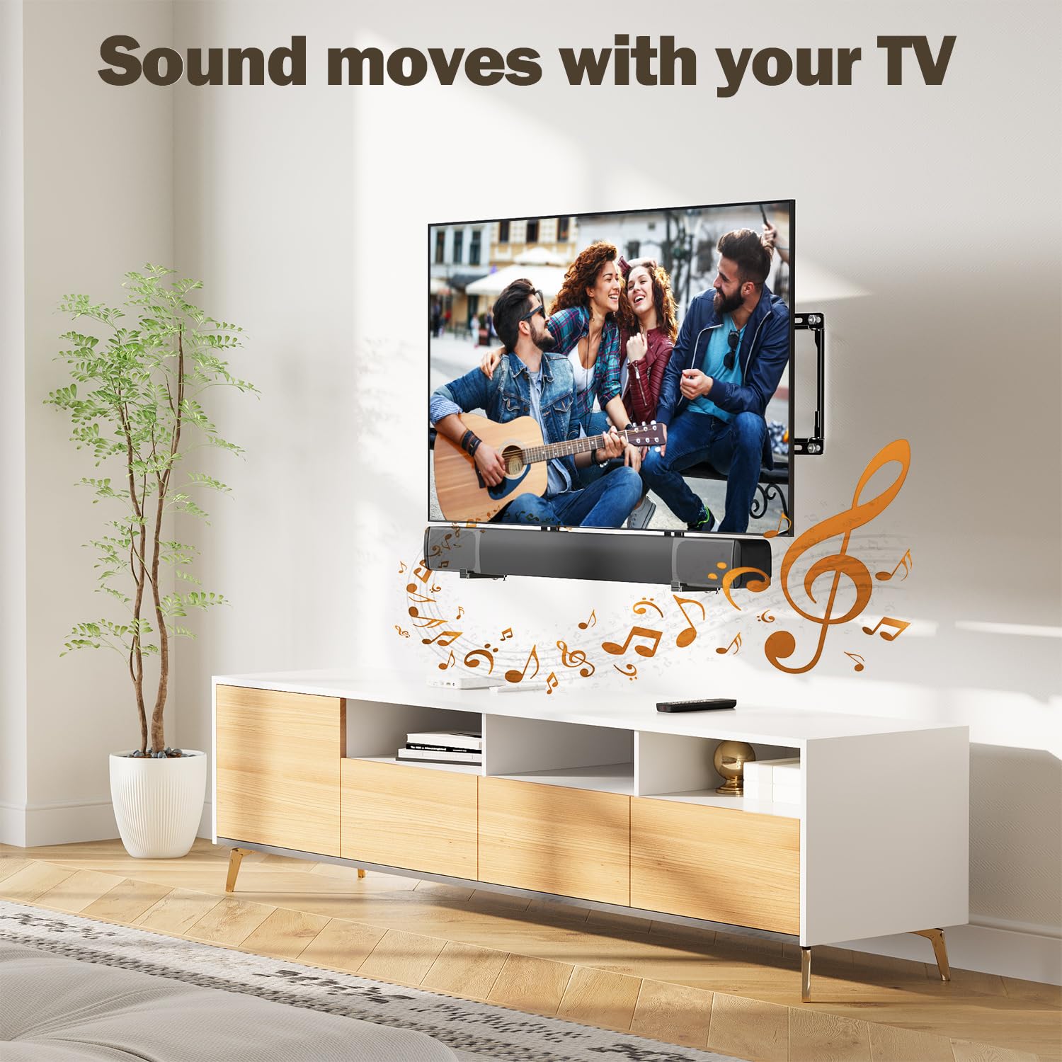 Mounting Dream Soundbar Mount Sound Bar TV Bracket with Holes/Without Holes, Non-Slip Base Holder Extends 3.4