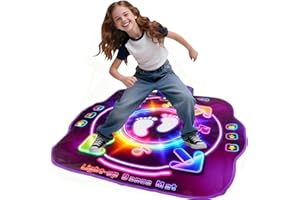 AMY & BENTON Dance Mat Toys for 3-12 Year Old Kids, Dancing Music Playmat with Light-Up Wireless Bluetooth with 5 Game Modes, Electronic Dance Pad Toys with Adjustable Volume, Birthday Gifts for Girls 3 4 5 6 7 8