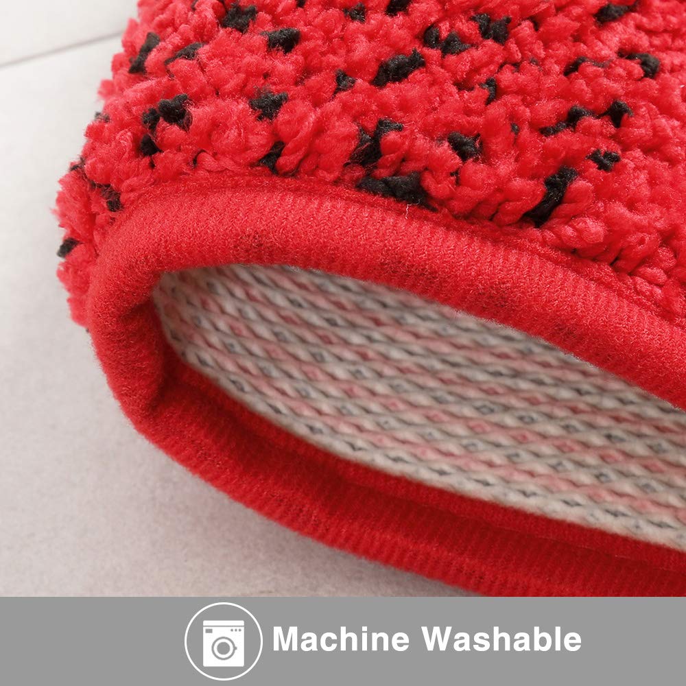 Carvapet 2 Pieces Buffalo Plaid Check Rug Set Water Absorb Microfiber Non-Slip Kitchen Rug Bathroom Mat Checkered Doormat Carpet for Laundry (17"x48"+17"x24", Black&Red) - Image 7