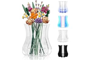 Xykzra Vase for Lego Flowers Bouquet, Acrylic Display Holder Compatible with Lego Botanical Collections Roses Sunflowers, for Lego Flower Building Set Lovers, Crystal Clear