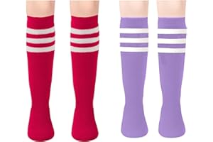 SLIVERY COLOR 2 Pairs Kids Soccer Socks - Toddler Knee High & Tube Socks for Girls & Boys