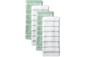 KitchenAid Albany Kitchen Towel 4-Pack Set, Pistachio/White, 16"x26"