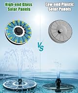 SZMP Solar Fountain 100% Glass Panels 3.5W 2200mAh Battery 7 Nozzles view 3