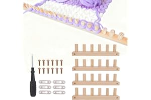 4pcs Chunky Knitting Blanket Loom Kit, 47" Thick Wooden Hand Blanket Yarn Loom with Screwdriver & Assembly Weaving Tools, DIY