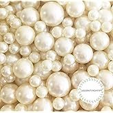 LolaSaturdays™ Pearls 850pcs Loose Beads - no Hole, Bulk vase Filler Pearls for centerpieces Jewelry or Wedding Decorations (Assorted, Ivory)