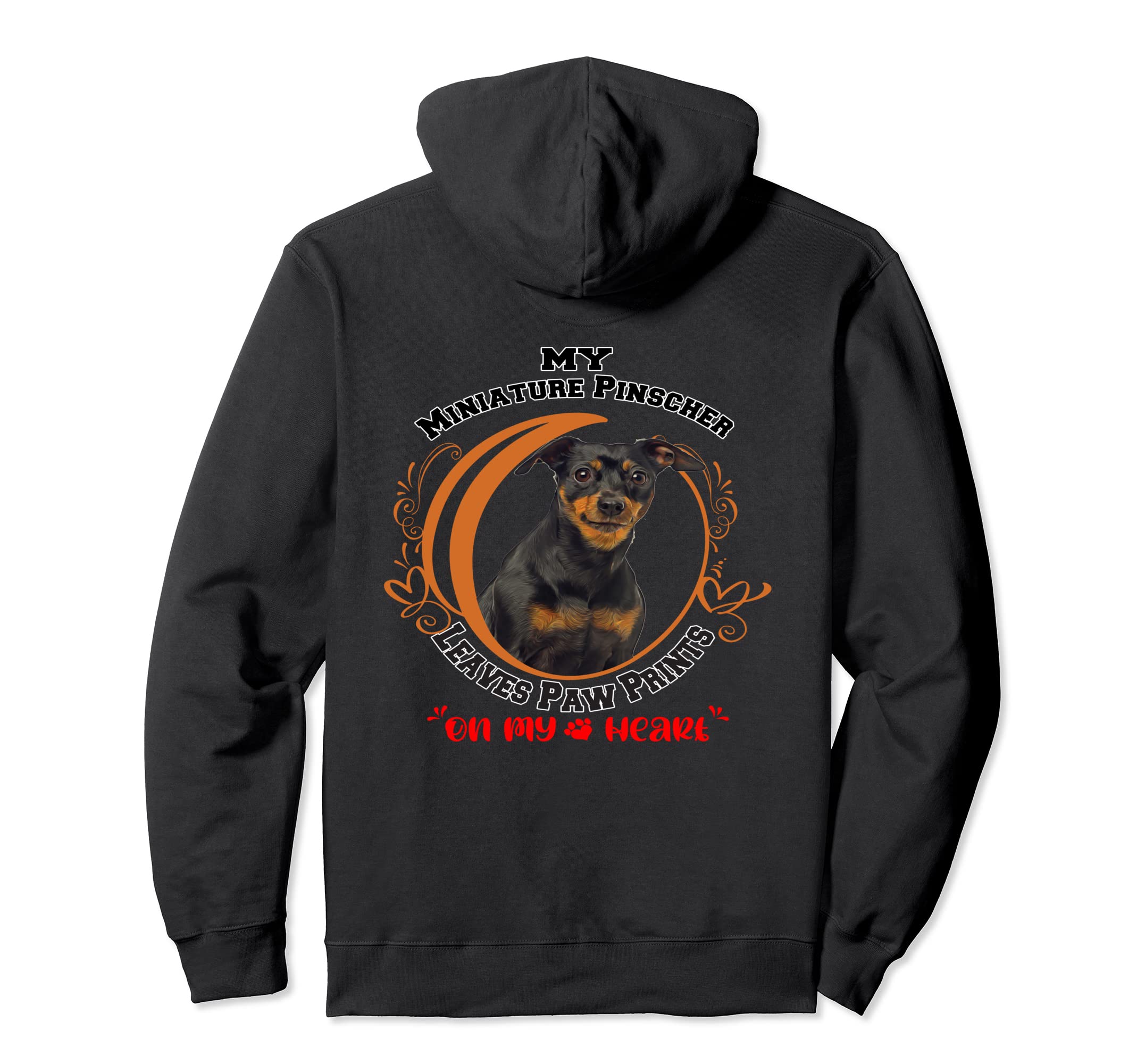 Miniature Pinscher Dog Paw Prints On My Heart Dog Owner Pullover Hoodie