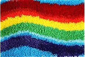 YOOTOM Rainbow Latch Hook Rug Kit for Kids Adult, Latch Hook Carpet Set, DIY Handmade Crochet Carpet Knotted Cushion Yarn Needlework Tapestry 3D Crafts, Rainbow Pattern Pre-Printed, 20x15in