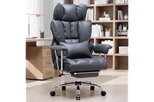 Efomao Executive Office Chair 400LBS, PU Leather Computer Chair, Big and Tall Office Chair with Leg Rest and Lumbar Support, 