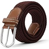 GAEKEAO Elastic Braided Belt for Men 1 3/8" Stretch Woven Belt for Golf Casual Pants Jeans - Black