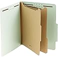 Amazon Basics Sturdy 10-Pack Letter Size Pressboard Classification File Folders with Fasteners, Dividers, 2” Expansion - Green