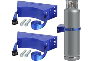 LrqzHsyl 2PCS Propane Tank Holder Propane Tank Mount Gas Cylinder Holder high Quality ABS Gas Cylinder with Screws and Safety Chain Supported 4"-12",Supported 59inch ,for Cylinder Pack of 2(Blue)