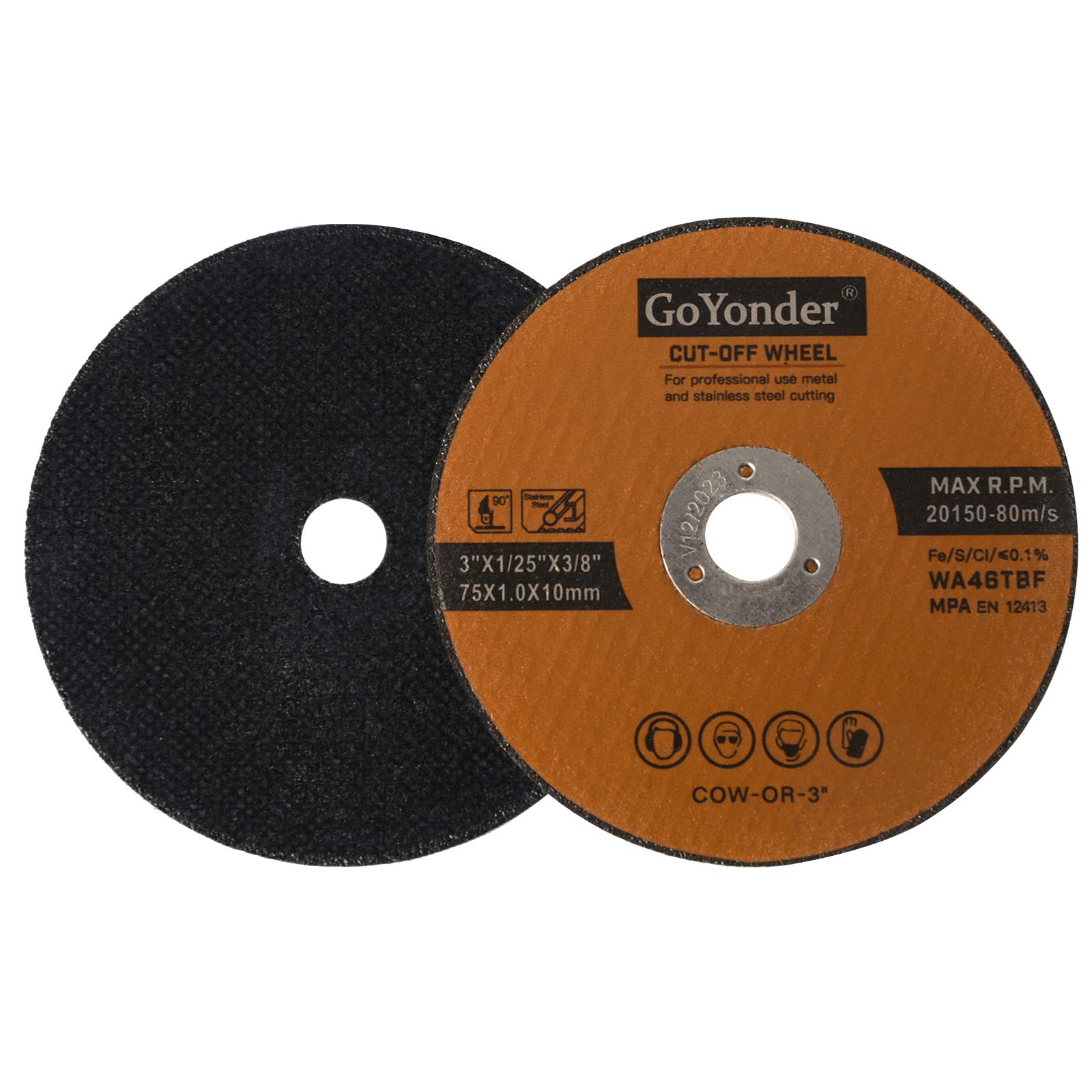 GoYonder 75 x 1 mm Ultra Thin Stainless Steel Cutting Discs for Angle Grinder, 3" Cutting Blades for Metal, Stainless Steel 50 Packs