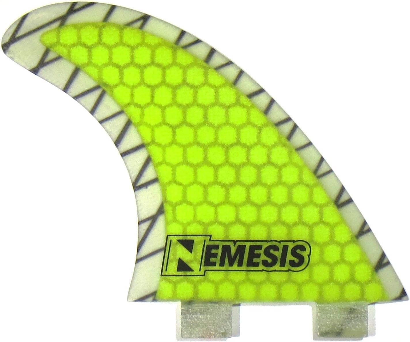 Nemesis Surf Carbon Fiber Hybrid FCS fin System – Large Size with Honeycomb Hex Core Surfboard fins Radioactive Yellow Tri Fin Thruster Set FCS fins shortboard Surfboard